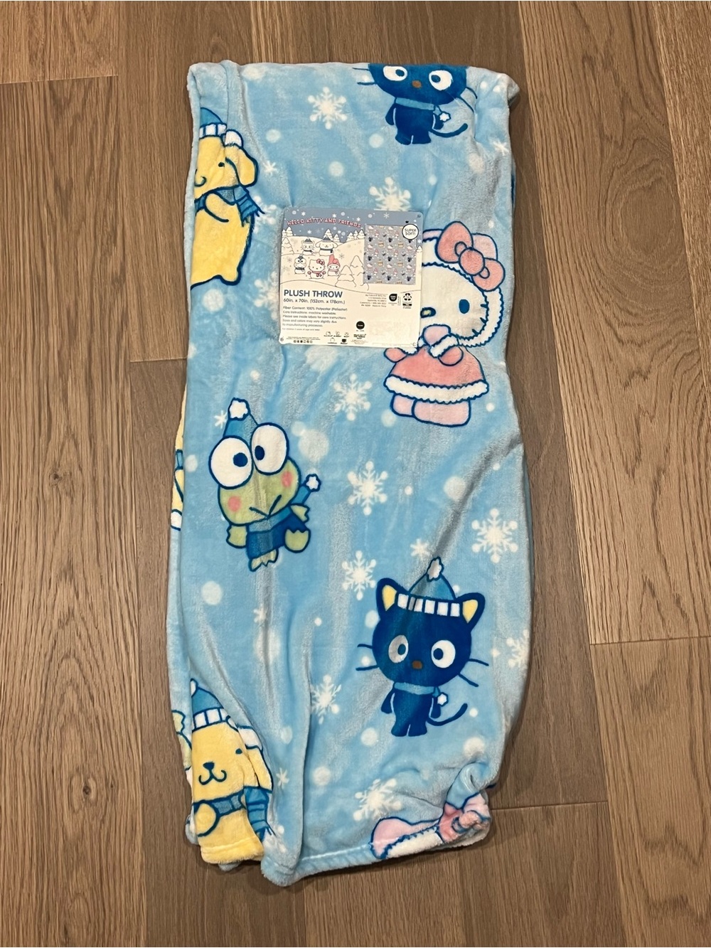 HELLO KITTY Blue Throw Blanket 60x70 Friends My Melody Keroppi Chococat Winter